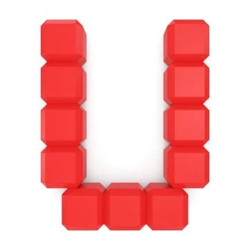 Letter u cubic red Stock-Illustration
