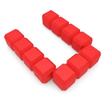 Letter u cubic red Stock Illustration