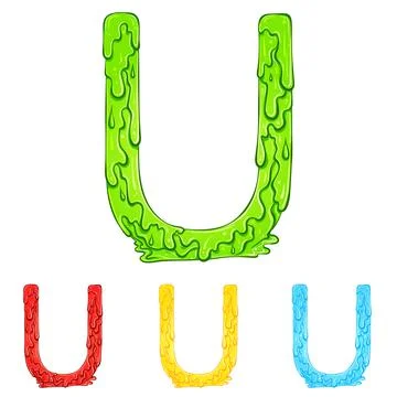 Letter U with flow drops colors Stock Illustration
