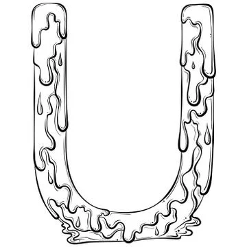 Letter U with flow drops Stock Illustration