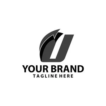 Letter U font monogram arrow shadow logo design vector Stock Illustration