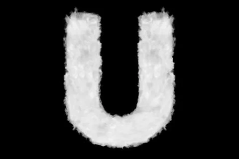 Letter U font shape element made of cloud on black Stock Illustration