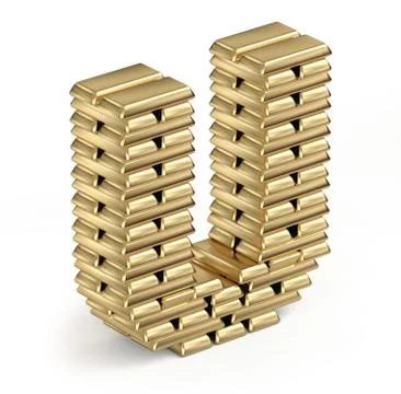 Letter U from gold bars Ilustración de archivo