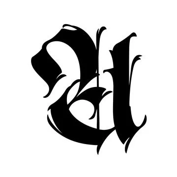 Letter U, in the Gothic style. Vector. Alphabet. Calligraphy and lettering. M Stock Illustration