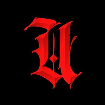 Letter U, in the Gothic style. Vector. Alphabet. Calligraphy and lettering. M Stock Illustration