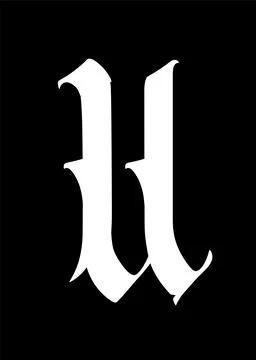 Letter u, in the Gothic style. Vector. Alphabet. The symbol is isolated on a Stock Illustration