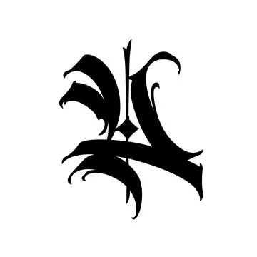 Letter U in graffiti and gothic style. Vector. Graffiti, tag and medieval lat Stock Illustration