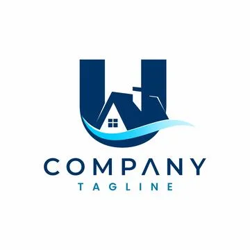 Letter U House Logo , Initial Home Logo Stock Illustration