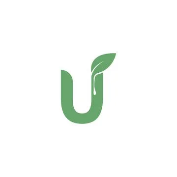 Letter U icon leaf design concept template Stock Illustration