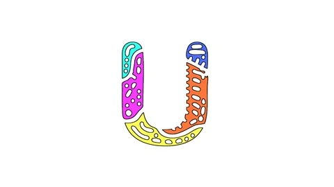 Letter U isolated on clear White background. 4K video. Animated cartoon. Stock Footage 159467364
