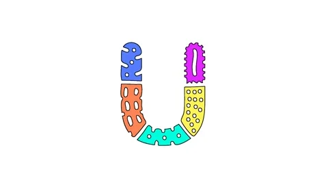 Letter U isolated on clear White background. 4K video. Animated cartoon Stock Footage 160390474