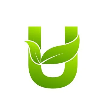 Letter U with leaf element, Ecology concept Stock Illustration