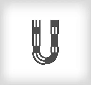 Letter U linear modern logo. The letter is in line strip form. Stock Illustration