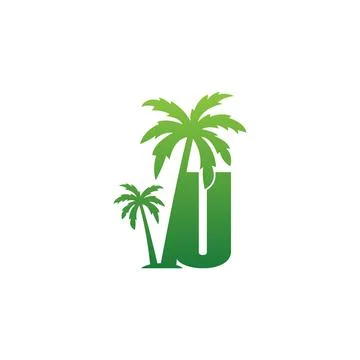 Letter U logo and  coconut tree icon design vector Stock Illustration