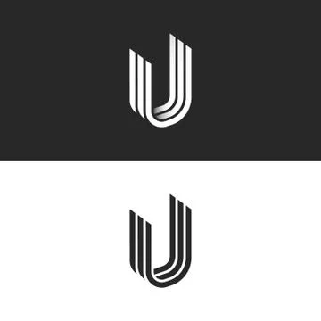 Letter U logo isometric shape, creative symbol UUU initials monogram, overlap Illustrazione stock
