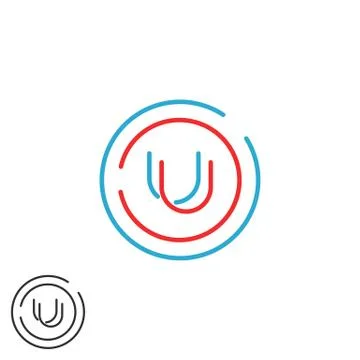 Letter U logo monogram, mockup wedding invitation emblem initials UU, minimal Stock Illustration