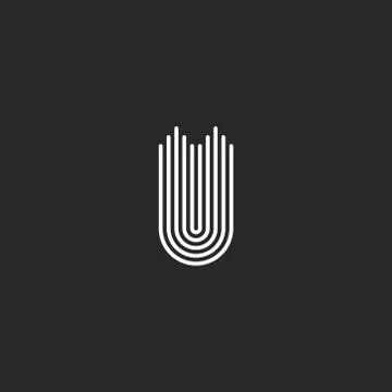 Letter U logo monogram, smooth parallel thin lines, sleek linear shape, minim Stock-Illustration