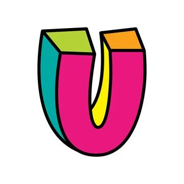 Letter U logo vector colorful playful isolated on white background Stock Illustration