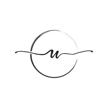 Letter U lowercase handwriting wiith circle brush Illustrazione stock