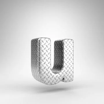 Letter U lowercase on white background. Aluminium 3D letter with checkered pl イラスト素材