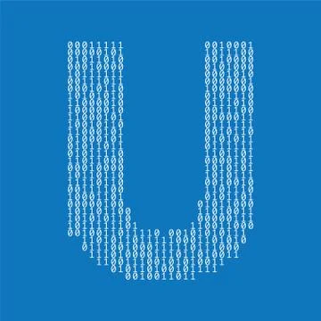 Letter U made from binary code digits. Technology background イラスト素材