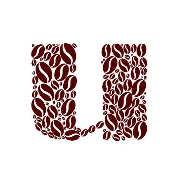 Letter  u  made of coffee beans vector set イラスト素材