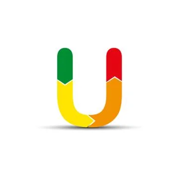 Letter U is made up of four colored arrows Stock Illustration