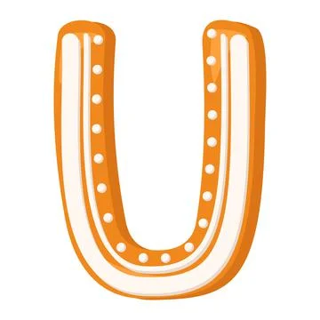 Letter U made from glazed gingerbread. Festive font, symbol of Happy New Year Stock Illustration