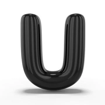 Letter U made of inflatable balloon isolated on white background. 3D Stock Illustration