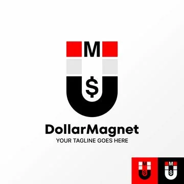 Letter U magnet font with M and S dollar. Related to initial monogram business Stock Illustration