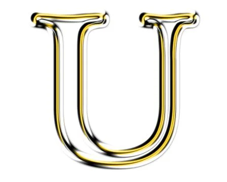 Letter u from metal solid alphabet. Illustrazione stock