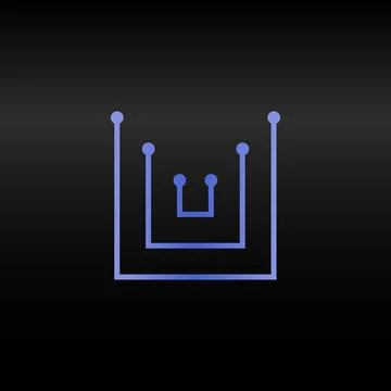 Letter U or V.Vector technology font. Digital alphabet element. Isolated Stock Illustration