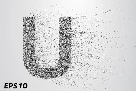 Letter U from the particles. The letter U consists of circles and points. V.. Stock Illustration
