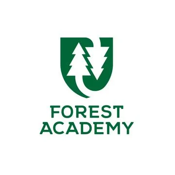 Letter U Pine Tree Shield Logo Stock Illustration