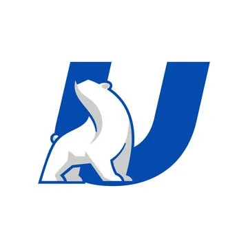 Letter U with polar bear Stock Illustration