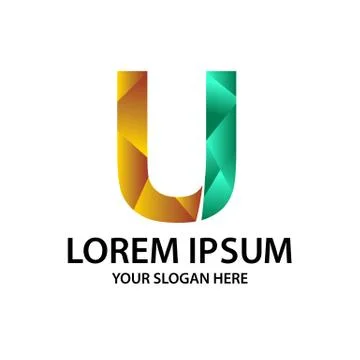 Letter U with polygonal style Stock Illustration