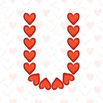 Letter U from red hearts Stock Illustration