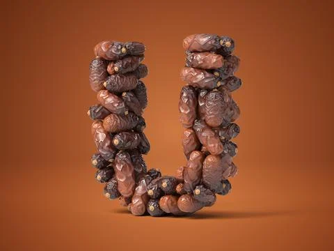 Letter U shaped date palm fruits, 3d illustration Stock Illustration