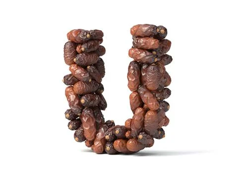 Letter U shaped date palm fruits, 3d illustration Stock Illustration