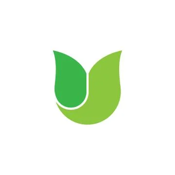 Letter u simple 3d curves leaf logo vector Stock Illustration