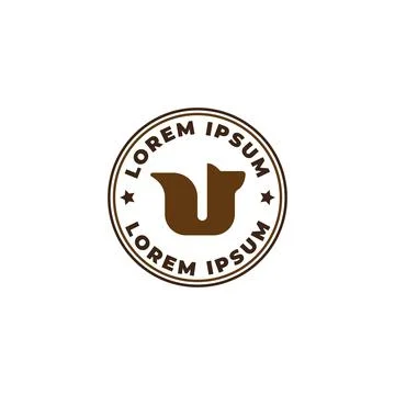 Letter u squirrel stamp logo concept. Vector illustration Stock Illustration