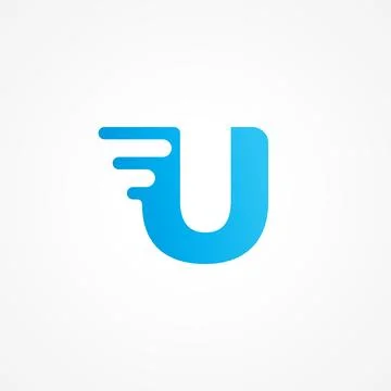 Letter U streaking with fluid effect. Initial alphabet logo design template.. Ilustração Stock