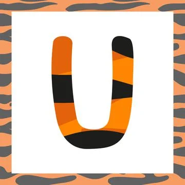 Letter U with tiger pattern Stock Illustration