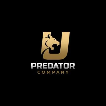 Letter U Tiger, Predator Logo Design Vector Stock Illustration