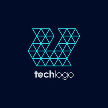 Letter U Triangle Polygon Tech Logo Stock Illustration