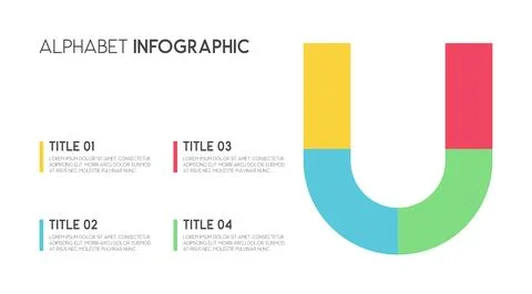 Letter U vector alphabet and other elements for infographics イラスト素材