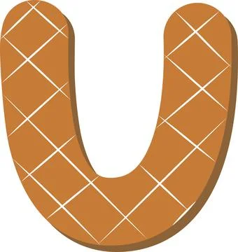 Letter U. Vector set of alphabet holidays ginger cookie isolated on white Stock Illustration