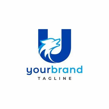 Letter U Wolf Logo Design Vector , Initial Gaming Logo Stock Illustration