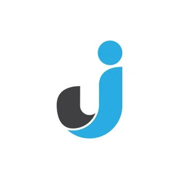 Letter uj simple 3d curves logo vector Stock Illustration