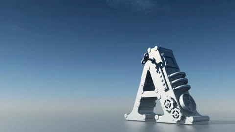 Letter a under blue sky - 3d illustration Illustrazione stock